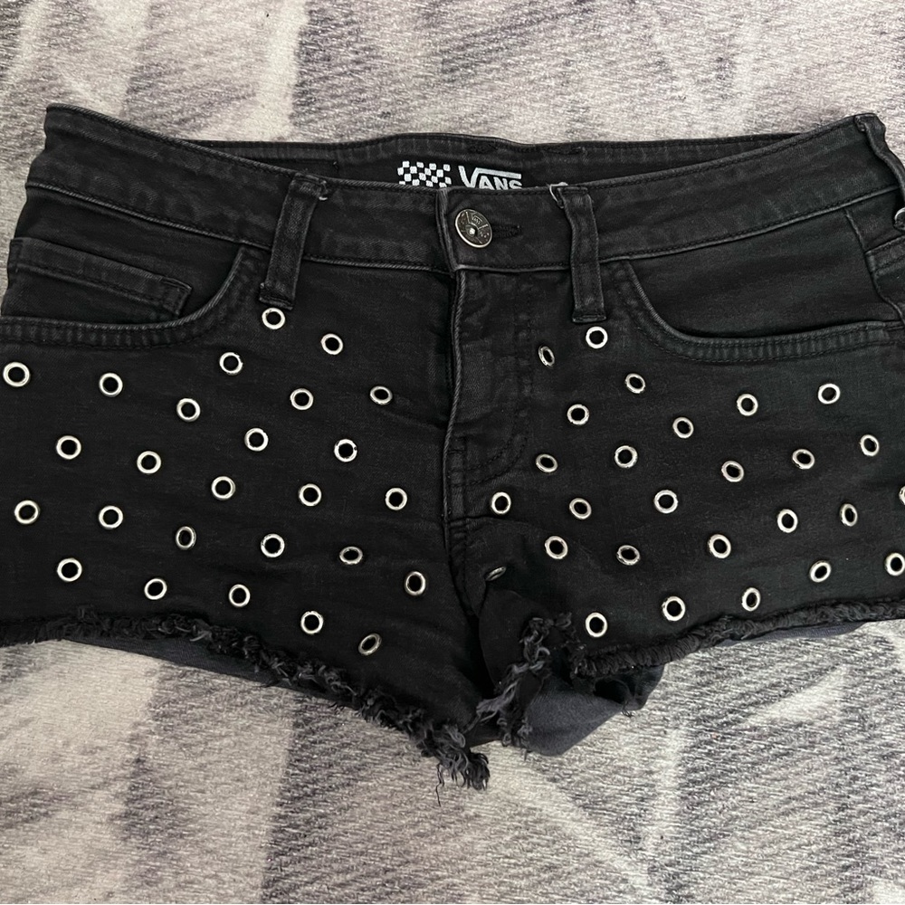 Vans denim black shorts women size 3 waist 26.